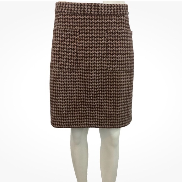 Modcloth Sz 20 Tweed A-Line Vintage Look Houndstooth Skirt Red Wool Blend - Picture 1 of 7